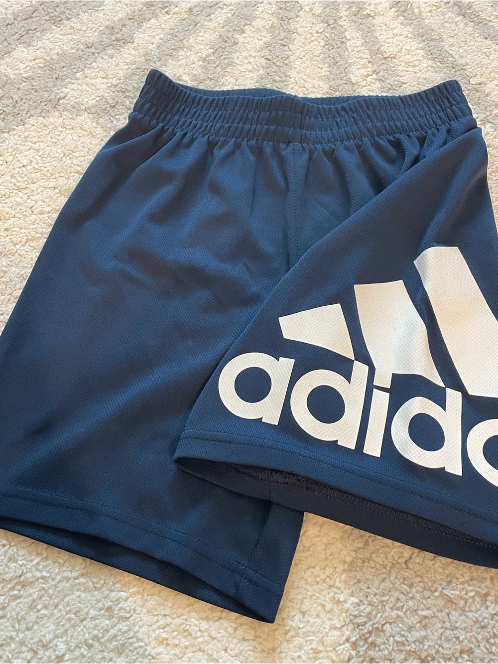 Adidas kid’s Navy Athletic Shorts with Bold Logo